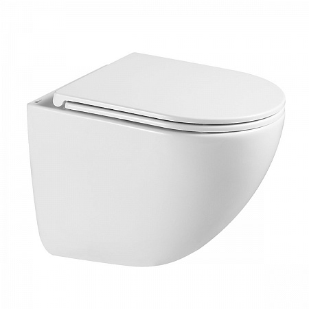 Унитаз подвесн GLAZER безободковый белый с сиденьем микролифт, смыв вихревой Тонадо 3.0 LeMarK