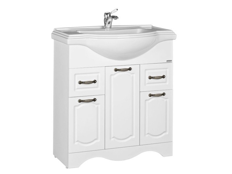 Мебель д/ванной Классика RICH 80 тумба Белое Дерево 2ящ. БЕЗ УМДомино