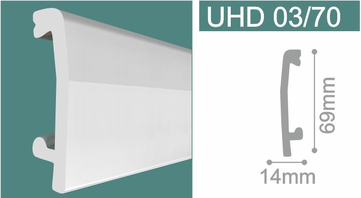 Дюропрофиль плинтус напольный  UHD-03/70 (длина 2,4м)