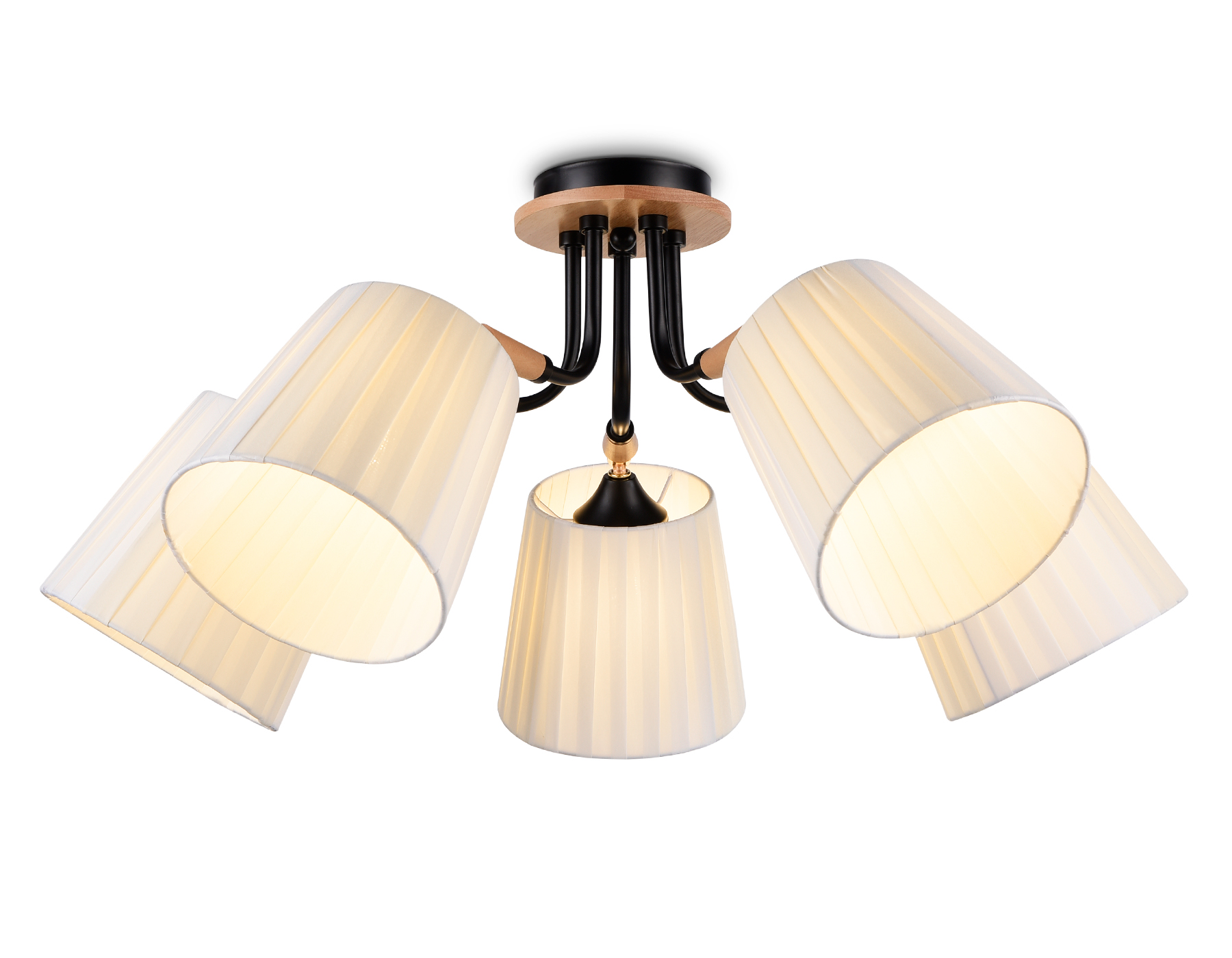Светильник подвесной TR4733/5 BK/LWD, чёрный/св.дерево, Е27, 5*40W