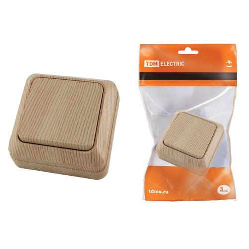 Выключатель Ладога 1клав наружн сосна 250В 10А SQ1801-0043