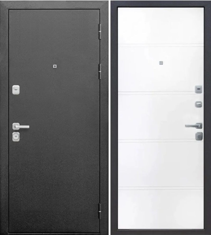 Дверь металл  9см Серебро/эмалит белый (860*2050*90)  лев пенопол  