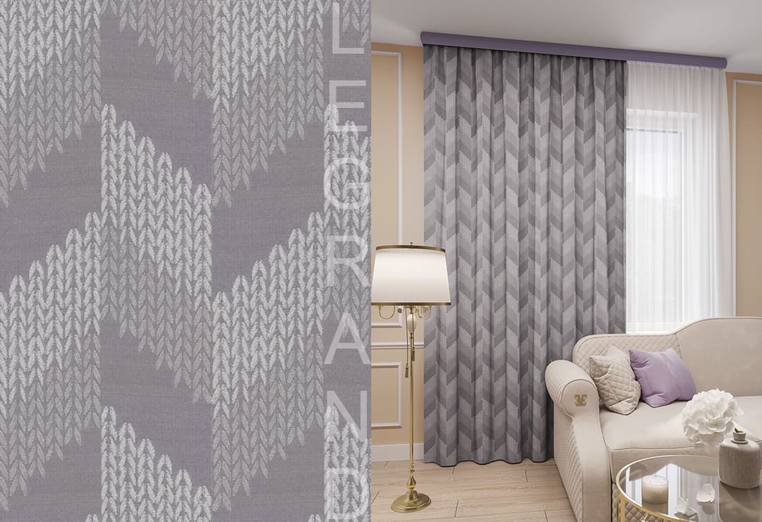 Портьерная штора Этери серый (150*260)