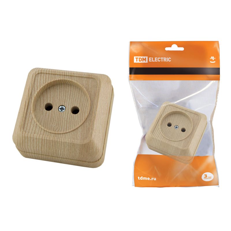 Розетка Ладога б/з наружн сосна 250В 10А SQ1801-0049