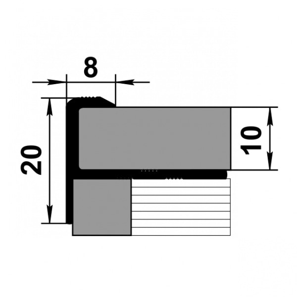 Профиль д/кафеля внешн алюминий,  10мм, серебро 2,7м ПУ 13