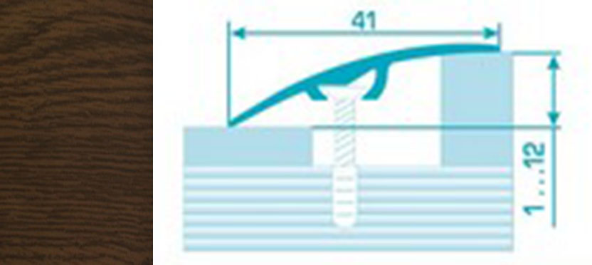 Порог ПР 06 180 шир 41мм дуб темный 091 акция месяца 30%