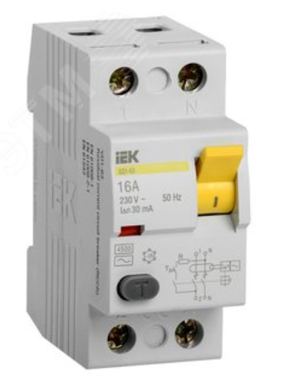 Выключатель дифференц тока (УЗО) 2п ВД1-63 16А 30мА MDV10-2-016-030 IEK