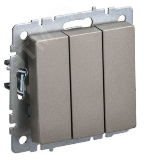 Выключатель BRITE 3клав BR-V30-0-10-K37 механизм шампань
