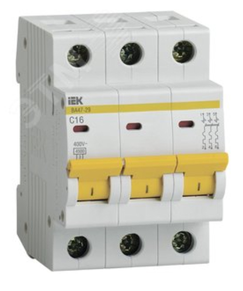 Выключатель автомат 3полюс 16А С ВА47-29 4.5кА MVA20-3-016-C IEK