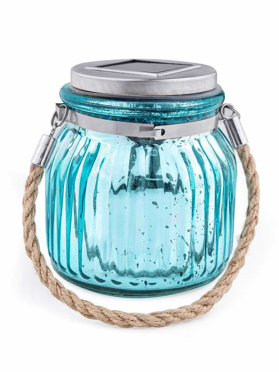 Светильник сад. на солнеч.батарее USL-M-210/GN120 BLUE JAR, тепл.бел.свет, IP44, UL-00003208