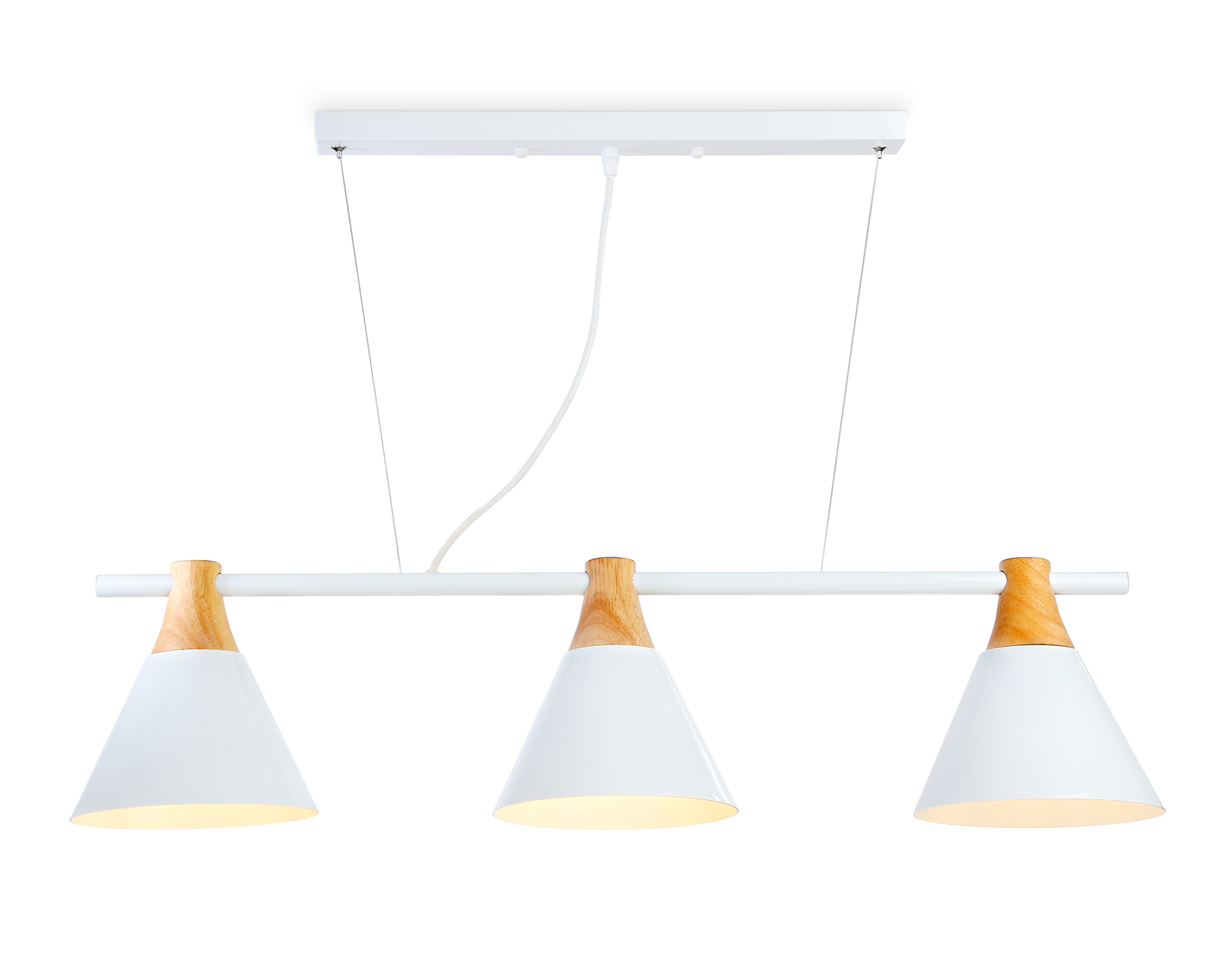 Светильник подвесной TR8196/3 WH/LW, белый/св.дерево, Е27, 3*40W
