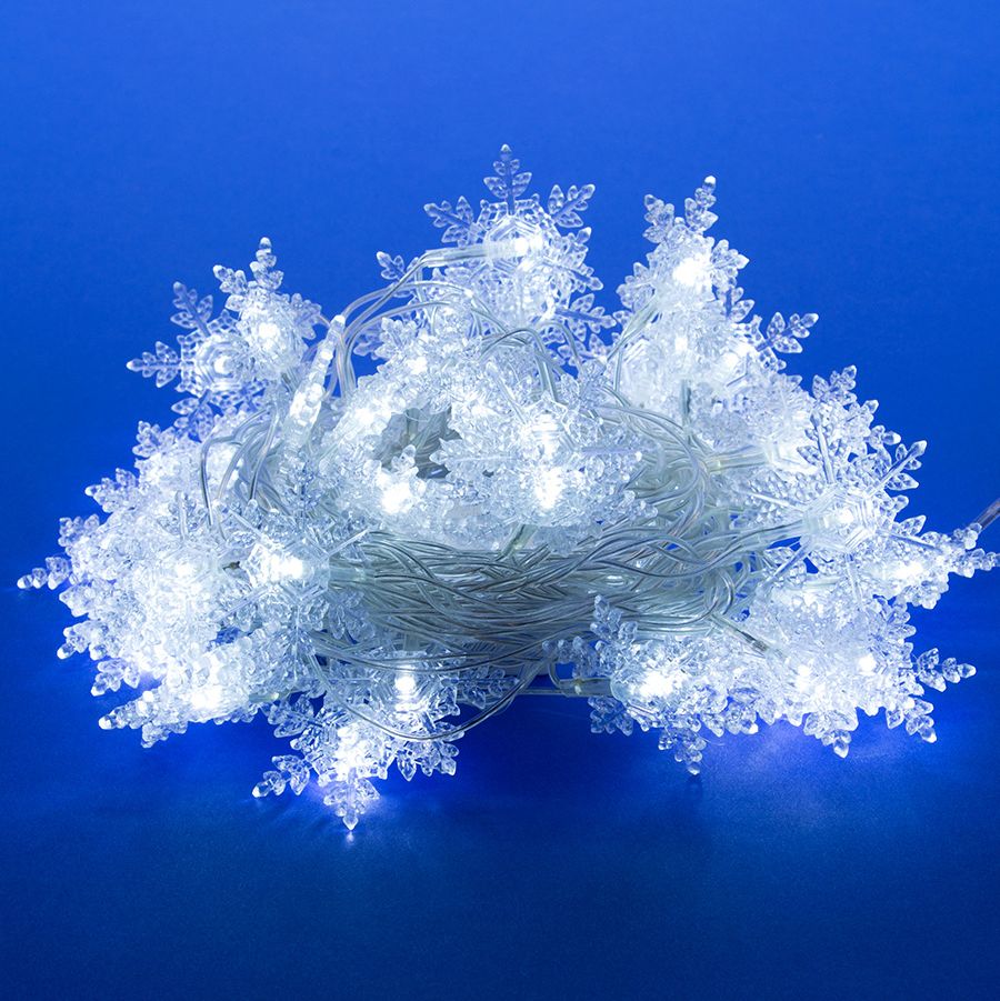 Гирлянда  LED-снежинки Uniel, 7м, бел.свет, ULD-S0700-050/DTA WHITE  SNOWFLAKES-1, IP20