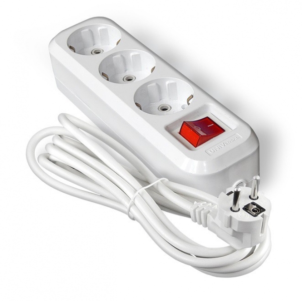 Удлинитель бытовой 3 розетки 3м с/з с выкл. 13А AБC-пластик S-303 Россия 9631986