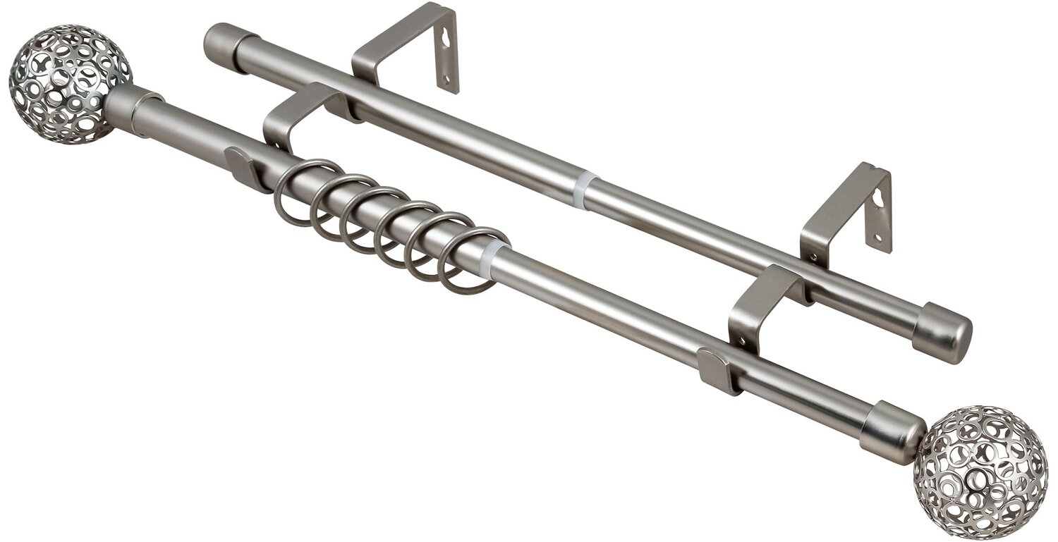 Карниз д.16 двойной серебро.(1,6м-3,0м) наконечник Ажур