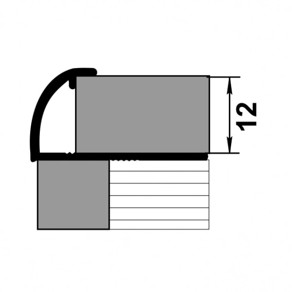 Профиль д/кафеля внешн алюминий, 12мм золото 2,7м ПК 03-12