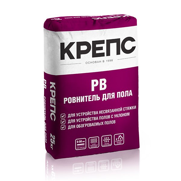 Пол ровнитель КРЕПС РВ Выравнивающая стяжка высокопрочная М300, 25.0кг 