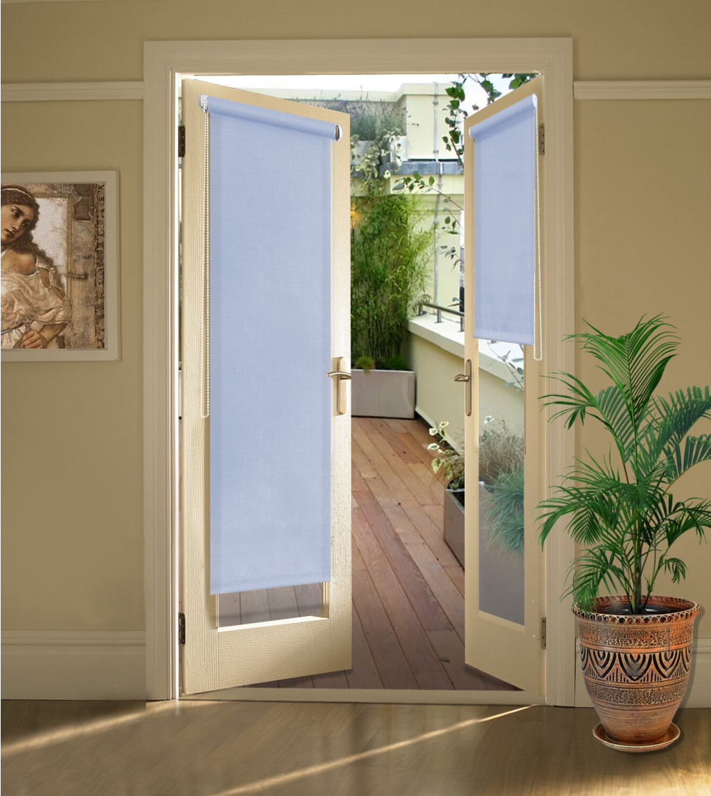 Ролета д/балконной двери  голубой 52*215