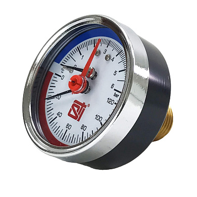Термоманометр аксиальный 1/2", D63, 6 бар, 120°C