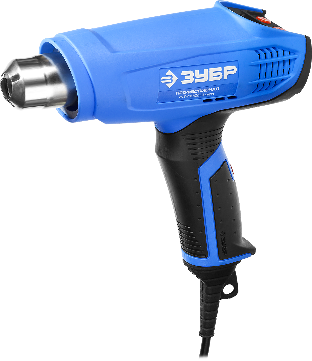 Фен технический ФТ-П2000 М2ДК 2000Вт, насадки, ЖК дисплей, кейс ЗУБР Профи