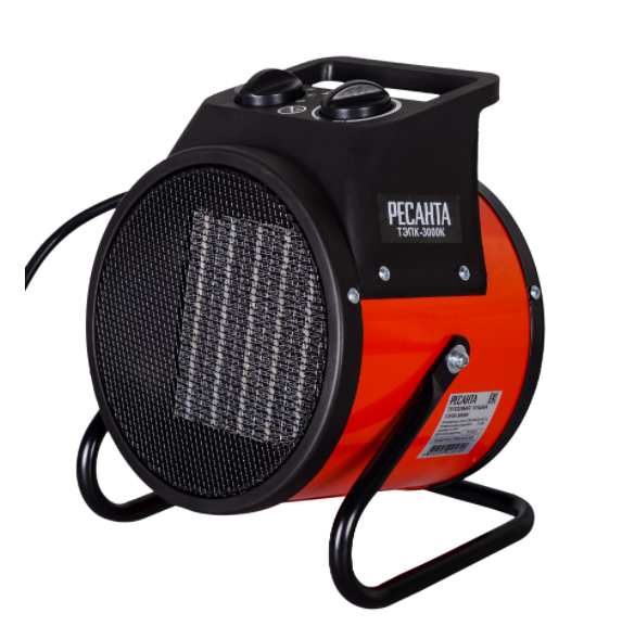 Тепловая пушка электр. ТЭПК-3000К 3,0кВт, 220В, керамический, круг, Ресанта 67/1/27