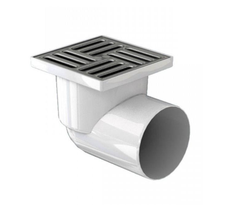 Трап 110 с горизонтальным спуском метал.решетка 150*150