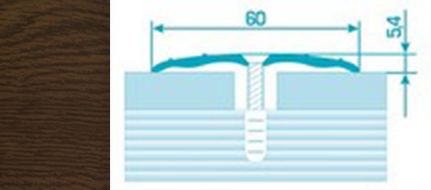 Порог ПС 07 180 шир 60мм дуб темный 091