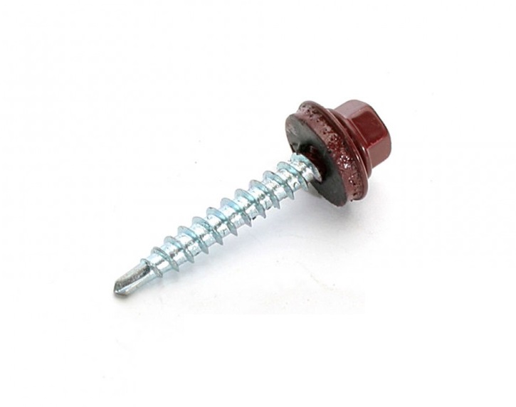 Саморез кровельный 5,5*25мм (8017) шоколад КР с ZP (по металлу)