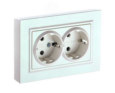 Розетка BRITE двойная с/з BR-R21-16-K36-F в сборе жемчуг