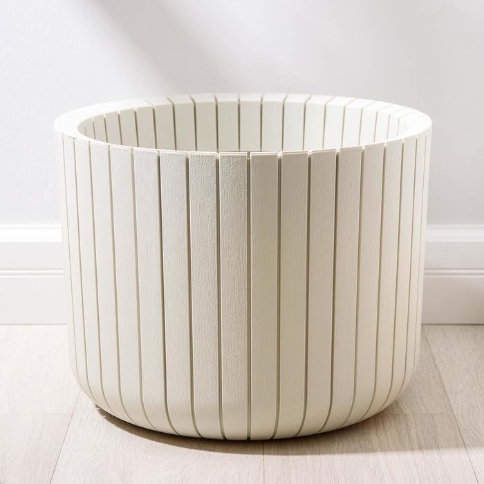 Кашпо пластм. Шато 380*300мм белый ротанг 29,0л М3040