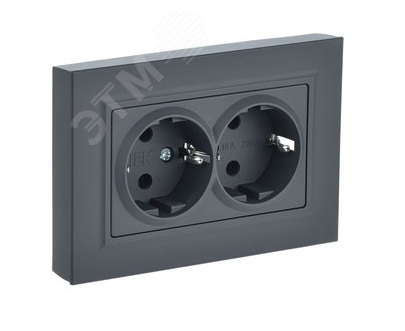 Розетка BRITE двойная с/з BR-R21-16-K53-F в сборе графит