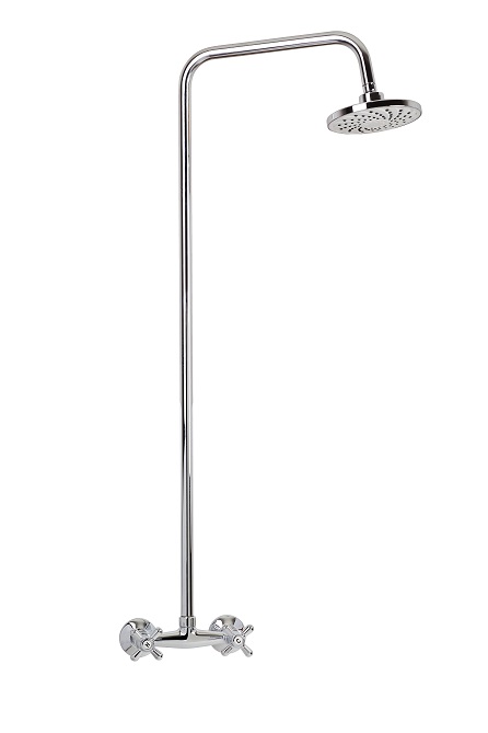 Смеситель  ОПТИМА душевая кабина ЛАТУНЬ со стойкой, тропический душ, OB5109