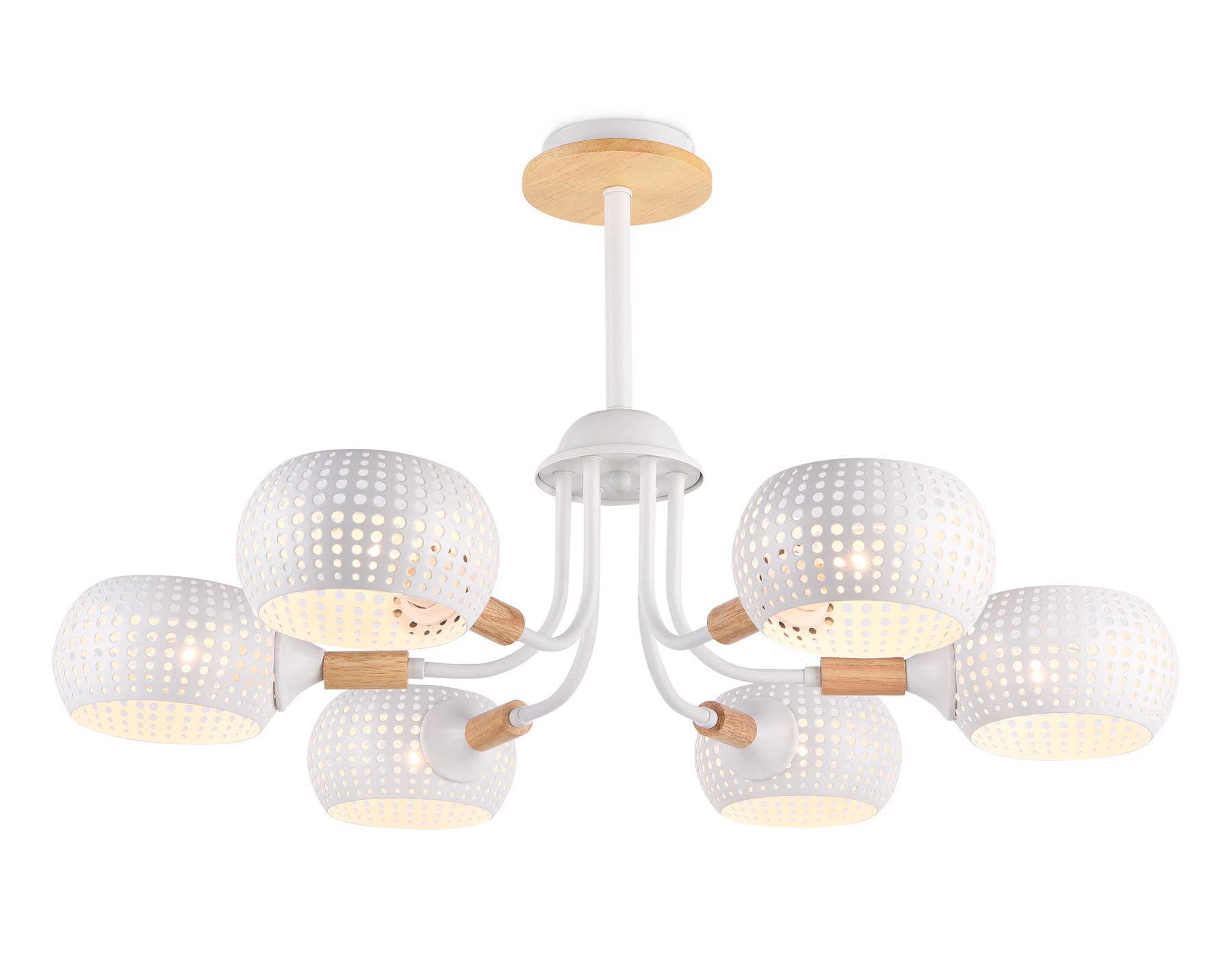 Светильник подвесной TR80166/6 WH/LWD, белый/св.дерево, Е14, 6*40W