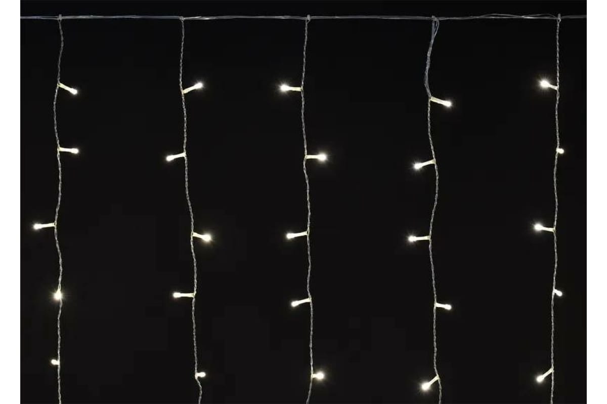 Гирлянда светодиод LED-занавес IEK теплый, транзит 2х2м, IP44, LGDU201-1-240-L2-T-S-44
