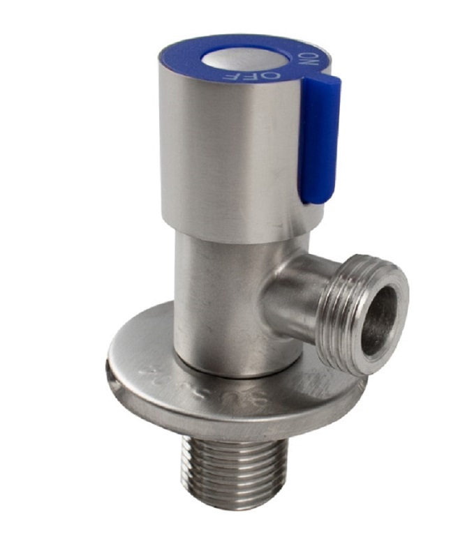 Кран шаровый угловой 1/2"ш х 1/2"ш MAGNUS с отражателем черный, синяя ручка (9281)