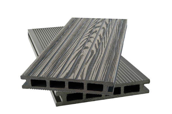 Террасная доска ДПК 26*150*4000мм TAVOLA ECO Винтаж 3D вельвет крупный брашированная серый 