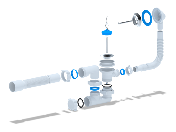 Сифон обвязка д/ванны 1 1/2 Е255 АНИ с гофрой 40*50 регулируемый