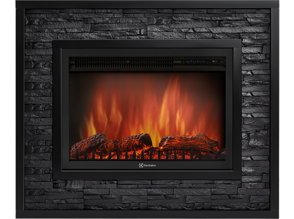 Портал для камина Loft 30, 1180х985х300мм, 37кг, камень черный, эмаль черная Electrolux