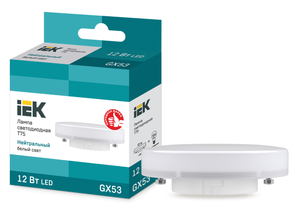 Лампа светодиодная LED 12Вт 220В GX53 4000K IEK