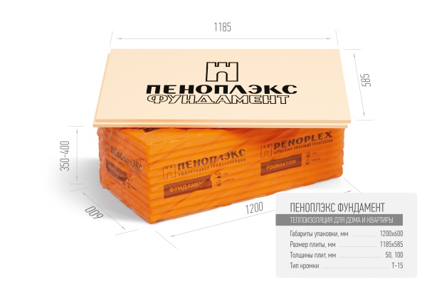 Экструз.пенополистирол Пеноплэкс ФУНДАМЕНТ 50х585х1185 1шт ШТУЧНО Т-15