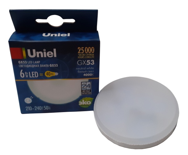 Лампа светодиодная LED  6Вт 220В GX53 4000K 470Лм Uniel