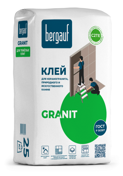 Клей плиточный BERGAUF Granit С2ТЕ 25кг д/природного камня