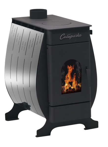 Печь отопительно-варочная (воздухогрейная) Сибирячка-9, кожух нержавейка, 150м3, D115, НМК