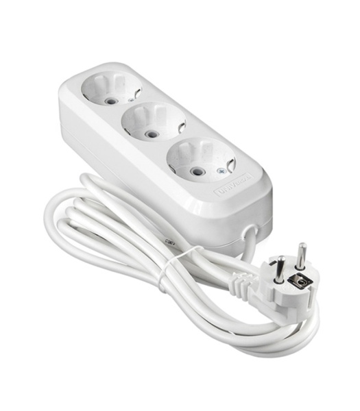 Удлинитель бытовой 3 розетки 3м с/з 13А AБC-пластик Россия 9631977