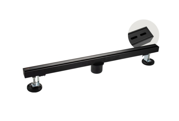 Трап САНАКС из нержавеющей стали 600*32 мм, черный, верт., щелевой, двухсторон. решетка (40059)