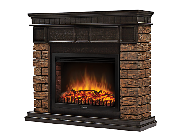 Портал для камина Bricks Wood 25, 1100х910х310мм, 41кг, камень темный, шпон венге Electrolux