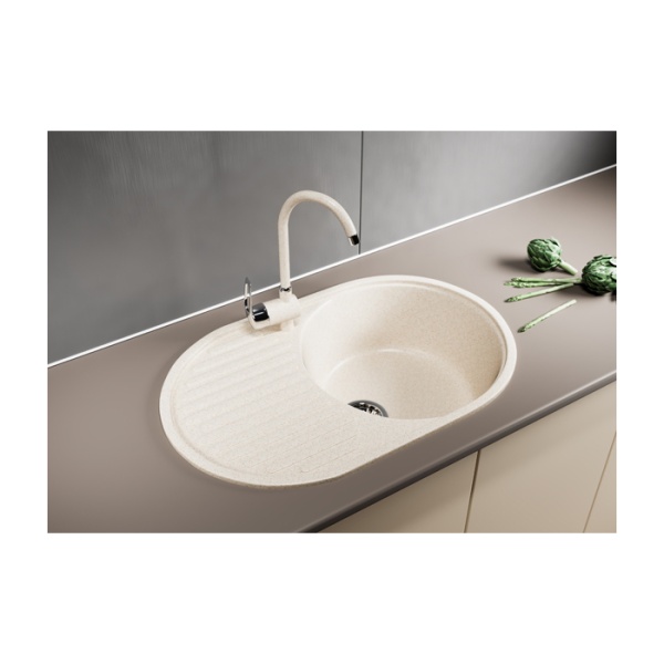 Мойка MIXLINE ML-GM16 овальная с крылом, бежевая (328) 450*720*180мм