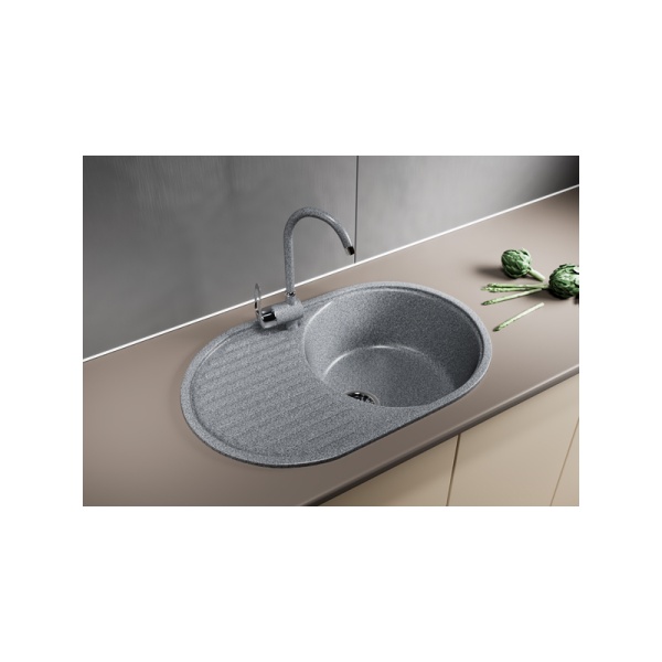 Мойка MIXLINE ML-GM16 овальная с крылом, темно-серая (309) 730*460*180мм