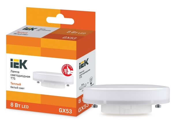 Лампа светодиодная LED  8Вт 220В GX53 теплый 3000K IEK