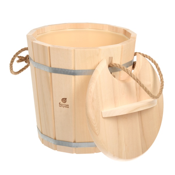 Запарник 12л с пластиковой вставкой, крышка, липа, д/бани 03709