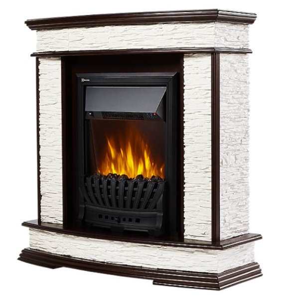 Портал для камина Scala Classic, 960х970х350мм, 42кг,сланец скалист белый,шпон темный дуб Electrolux